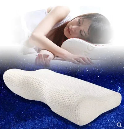Blue butterfly-shaped cervical pillow with memory foam for neck support