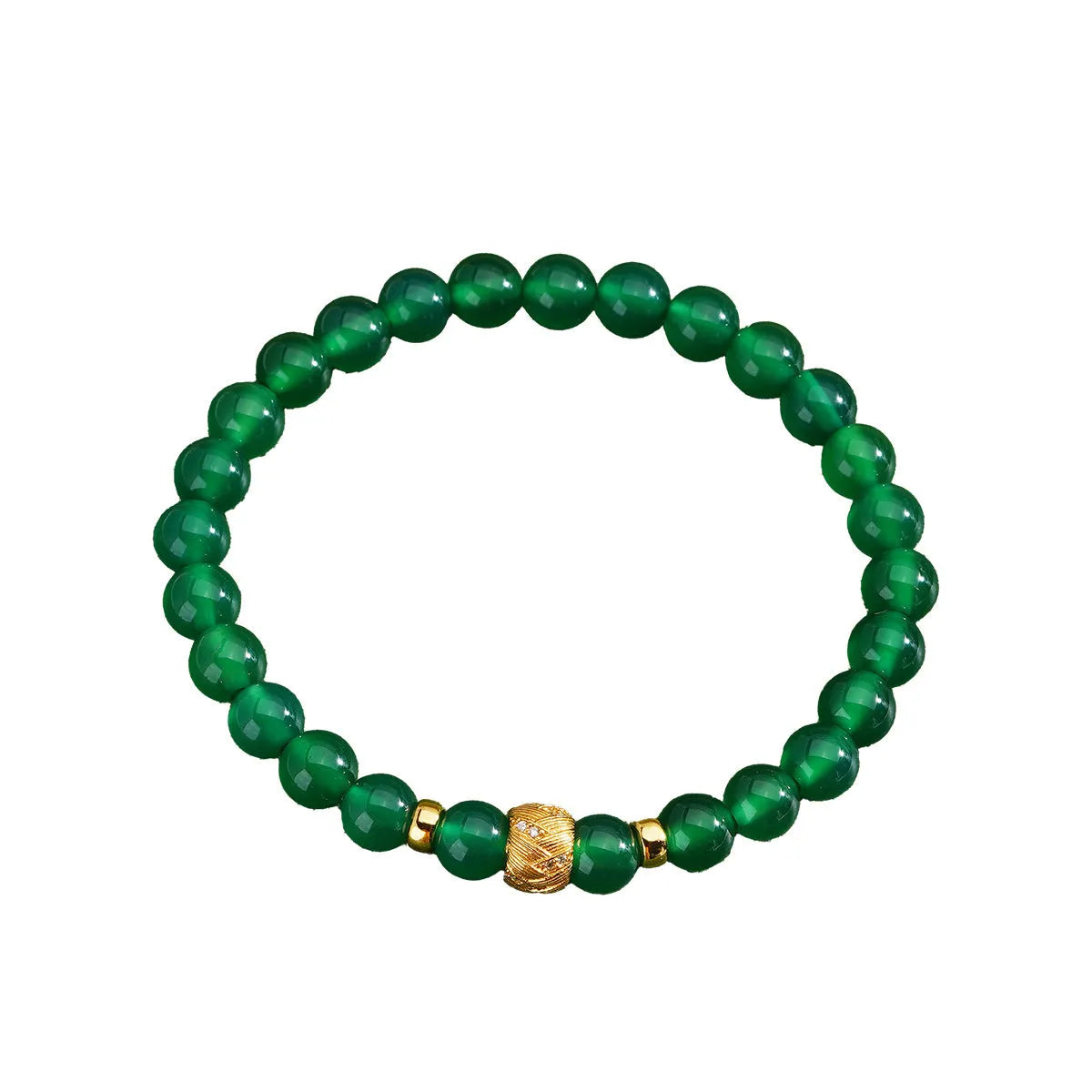 Green agate and sterling silver bracelet with geometric beads and gold electroplated details