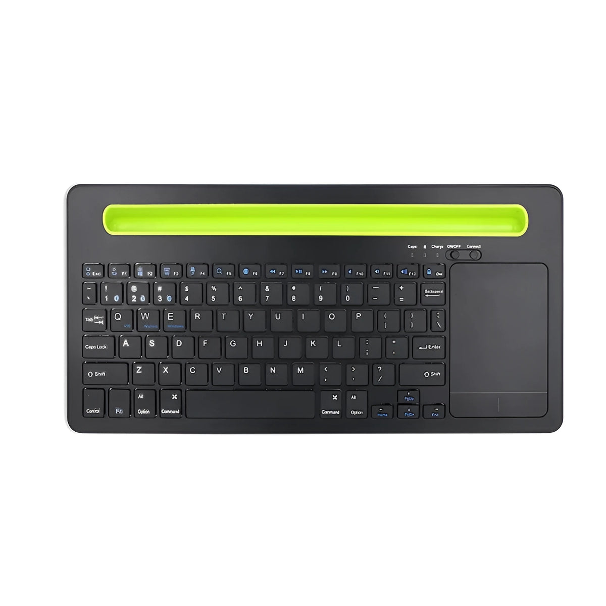 Black universal touch keyboard for tablet and phone with 78 keys, touchpad, Bluetooth 3.0, and ABS plastic body