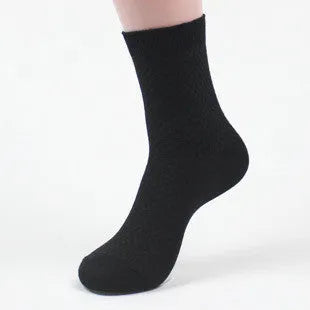 Men's bamboo fibre socks with small square pattern in five colour options.