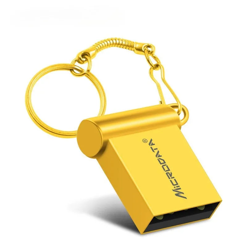 Small silver metal car-shaped USB drive on a chain necklace, showing scale.