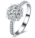 Micro carat diamond and zircon engagement ring set in white gold, available in sizes 16-19