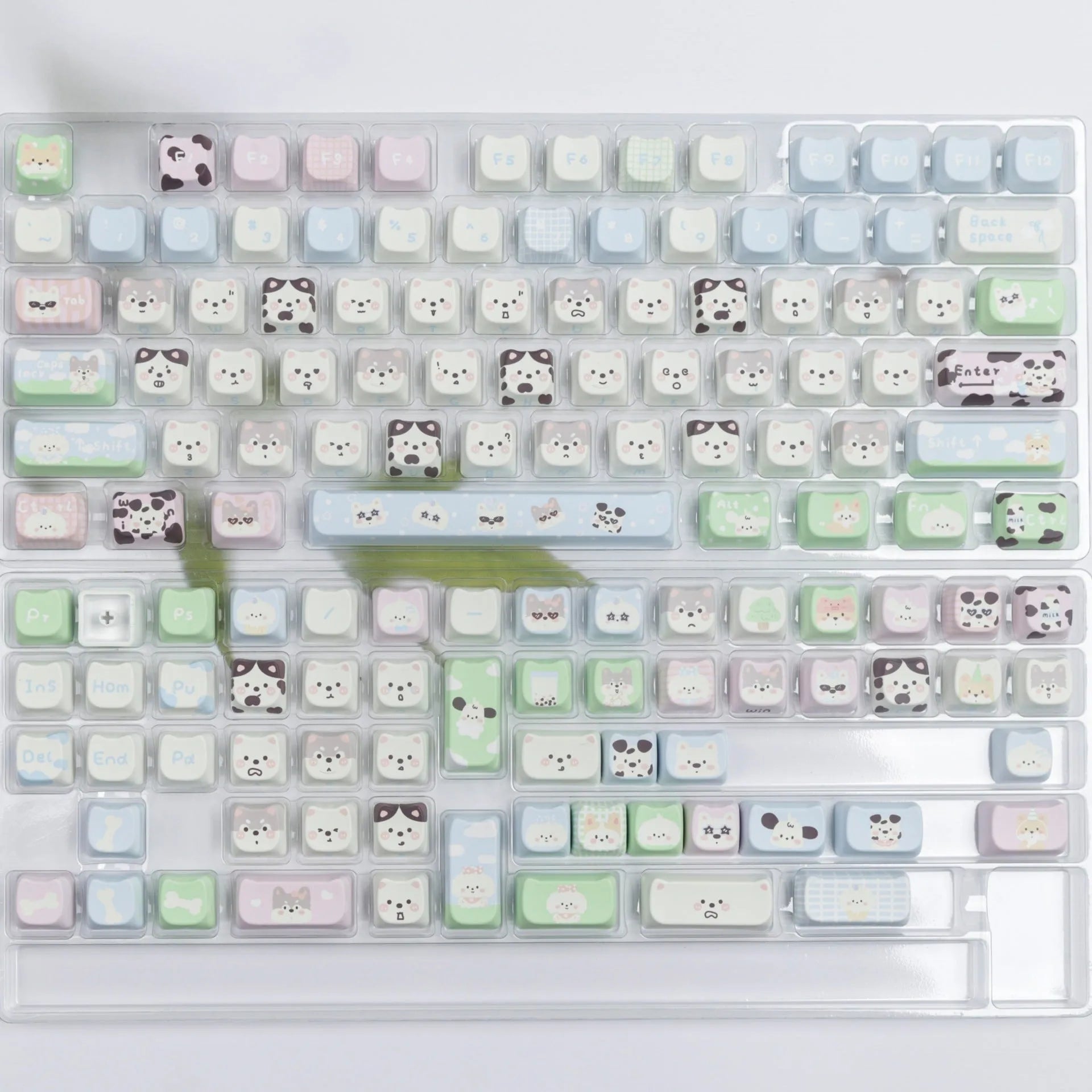PBT sublimation key cap full set with colourful puppy design for mechanical keyboards