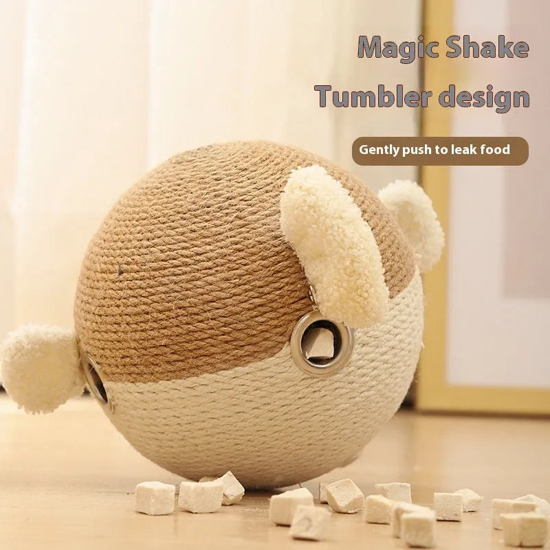 15cm sisal cube puzzle feeder toy for dogs and cats on a plain background