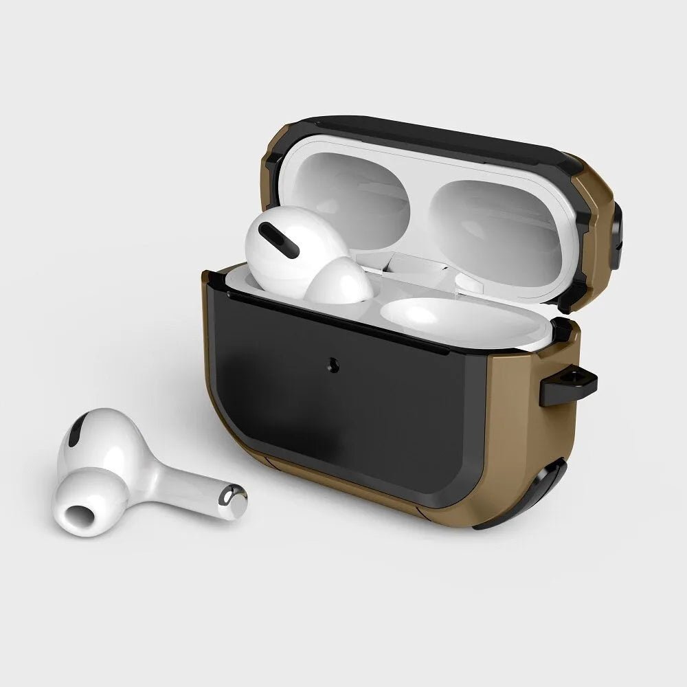 Black TPU and PC protective shell case for Apple AirPods Pro charging case