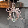 Acrylic sweet bow beaded mobile phone charm pendant in bow beaded colour with heart water drops bell pattern