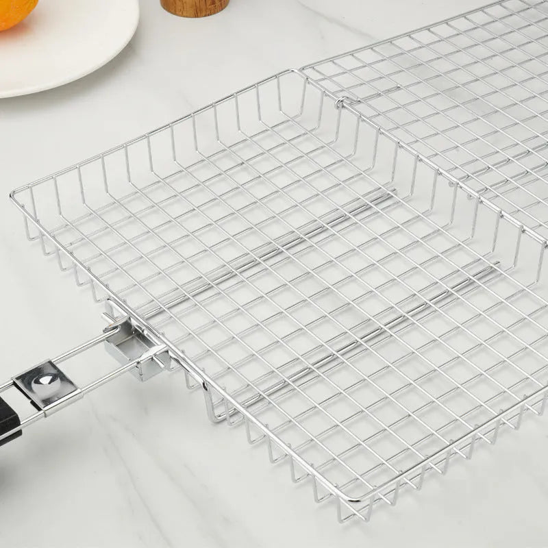 Folding handle BBQ clamp square barbecue clip for roast chicken and outdoor grilling, 1pc or 2pcs