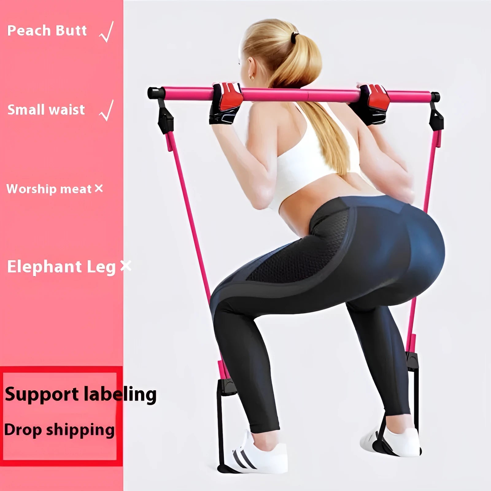 Adjustable fitness hip training pulling rope in purple, pink, blue, or black colours with bubble bag or box packaging