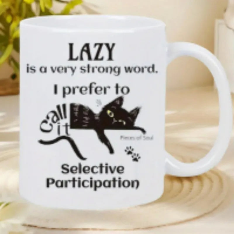 Creative ceramic thermal transfer mark mug with 11oz capacity and picture design