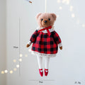 Cartoon plush bear doll couple in suit plaid design showing gentleman bear and princess bear options