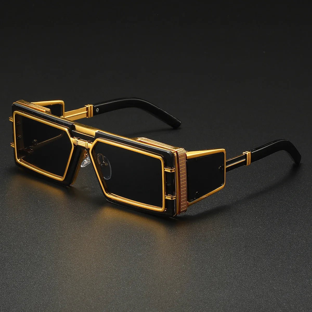 Future Technology high-end fashion sunglasses with gray PC lenses and gold metal full frame in literary retro style