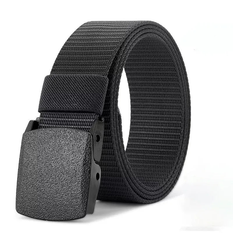 Nylon men's tactical belt with plastic buckle in army green, 120cm length, regular width