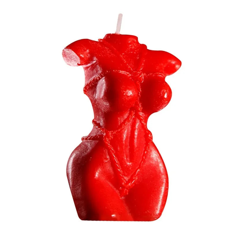 9i Smsexy low-temperature soy wax sensual massage candle in Rose Red colour with bikini shape.