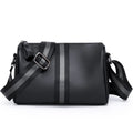 Black genuine leather women's crossbody bag with one-shoulder strap showing 24x16x13cm dimensions
