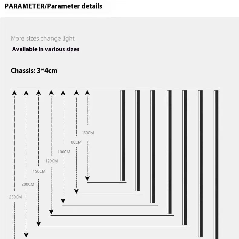 80cm long black aluminium LED strip wall lamp with touch control for three light colours.