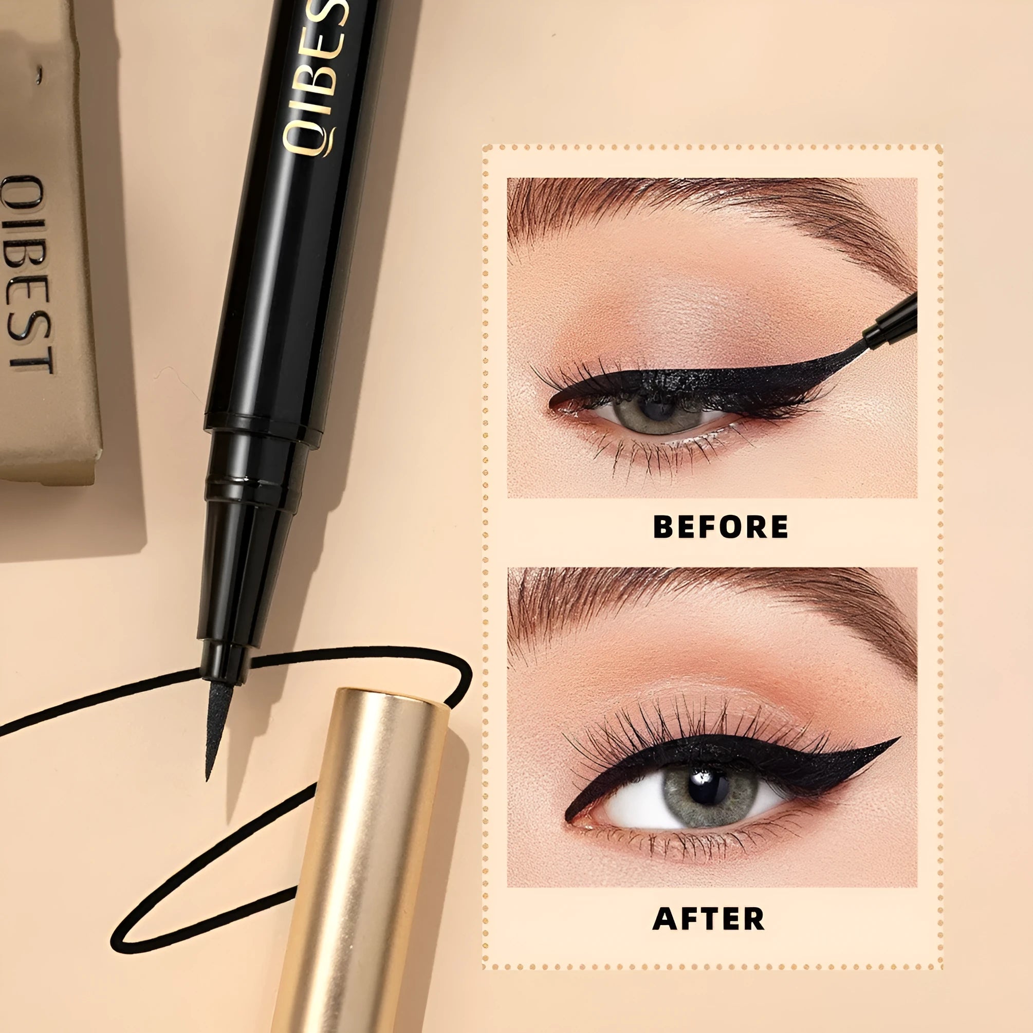 Black liquid eyeliner pen with sweat-proof and quick-drying properties