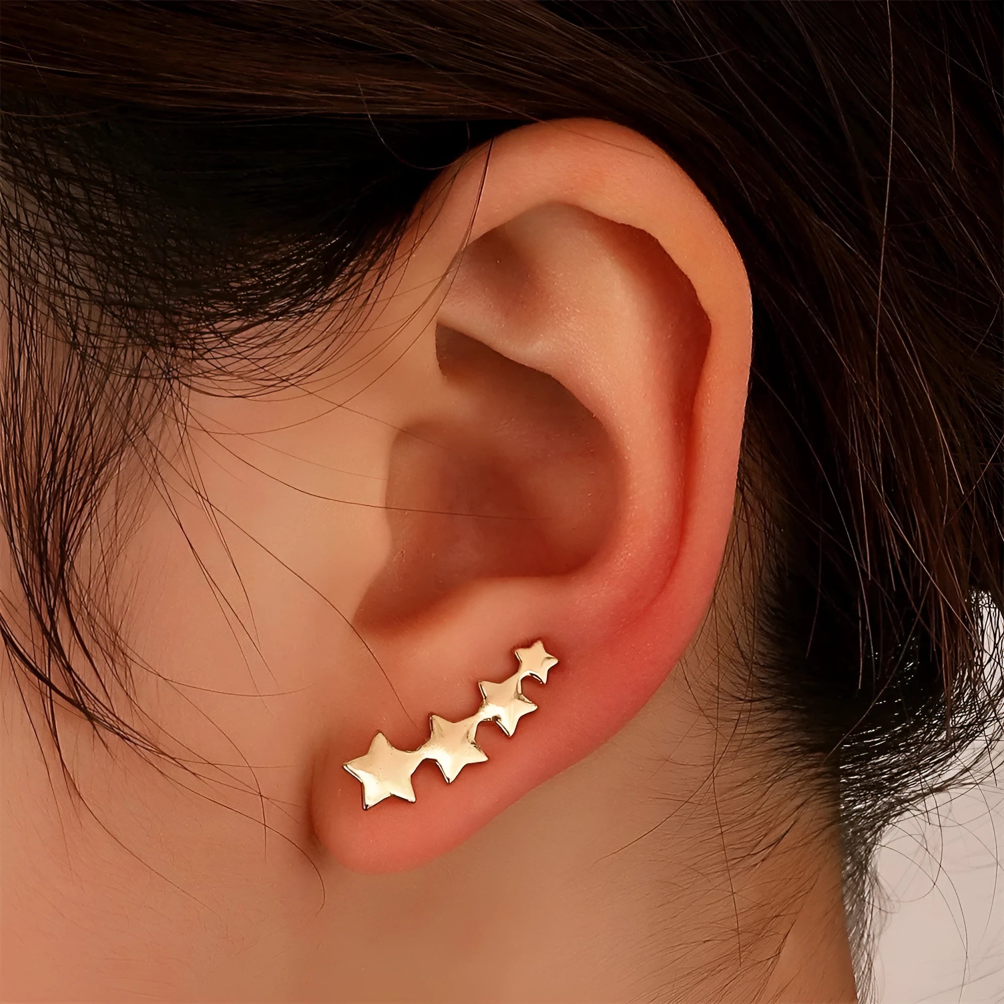 Copper leaf-shaped clip-on earrings for women without pierced ears in KC Golden Star colour