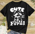 Children's unisex short-sleeved cotton shirt in black, sizes 110cm to 160cm, casual top.