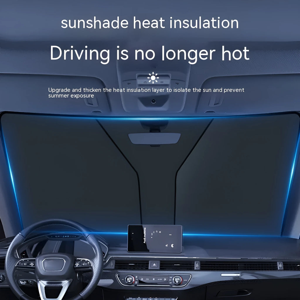 Aluminium foil car sunshade for universal windscreen protection, small size 136x65cm, silver pastebrushing finish