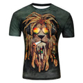 3D printed lion graphic on a men's round neck short sleeve t-shirt in summer style