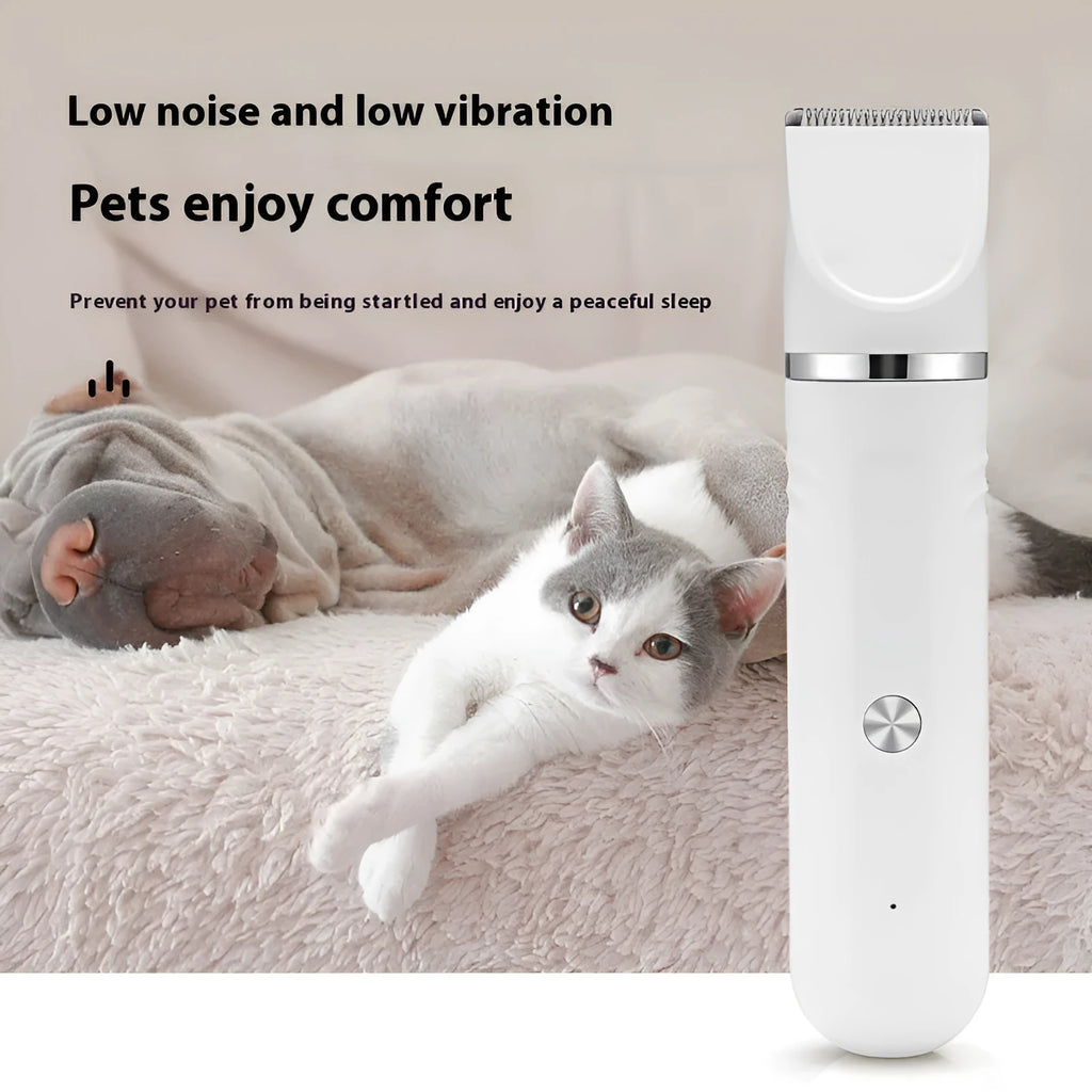 Pet shaver electric clipper in pearl white with multiple cutter head options for waterproof grooming