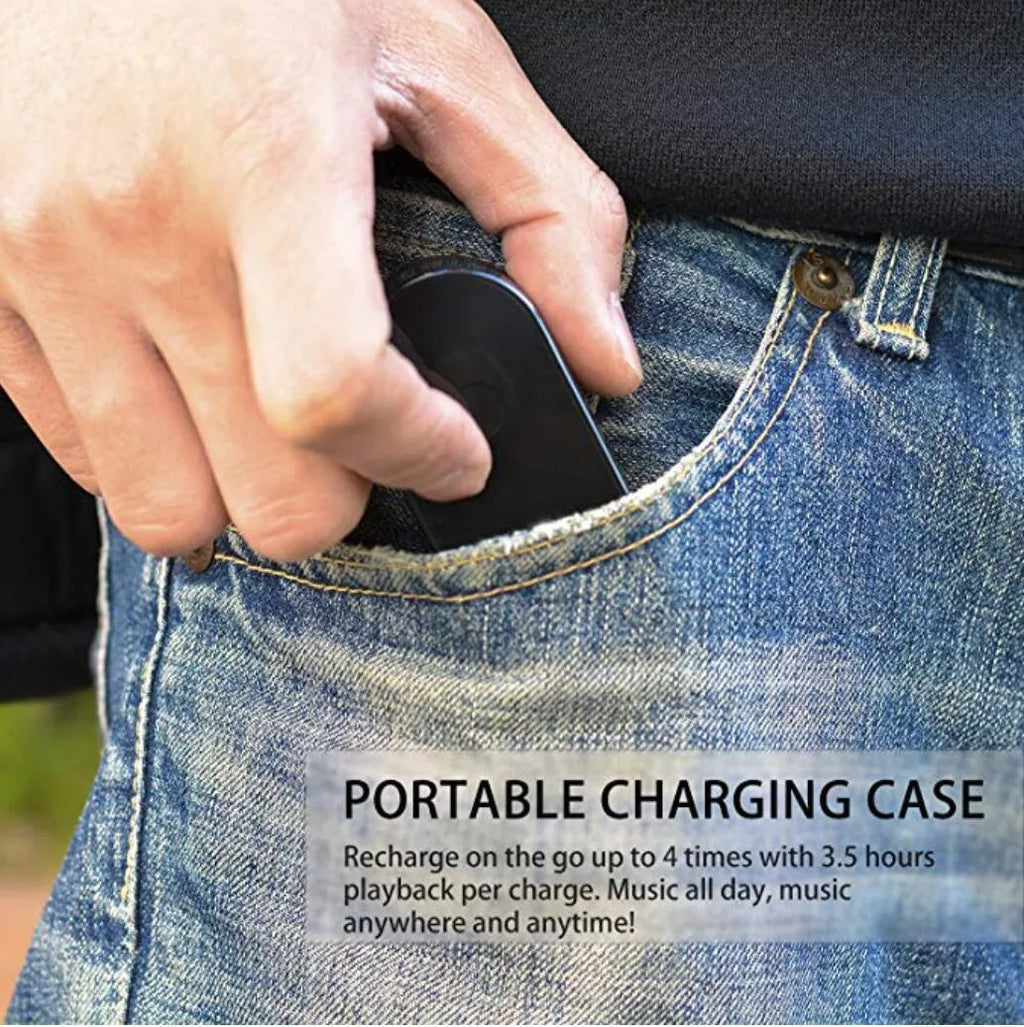 Black wireless Bluetooth headset for hands-free calls with professional design