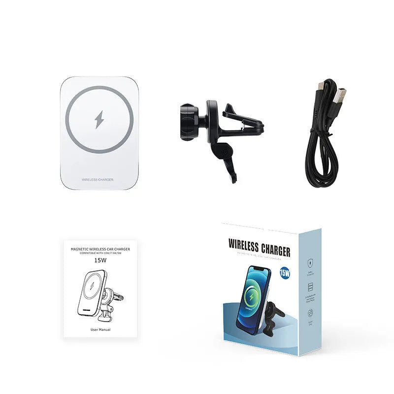 Black magnetic wireless charging car phone holder for iPhone 12 with functional king bracket mounting