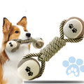 Pet dumbbell rope tennis ball chew toy 26cm braided cotton string teeth cleaning