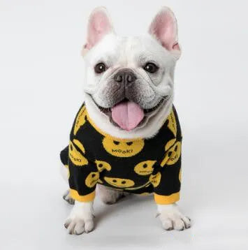 Black MK9 smile wool pet jumper for dogs and cats, sizes XXS to XXL, casual design