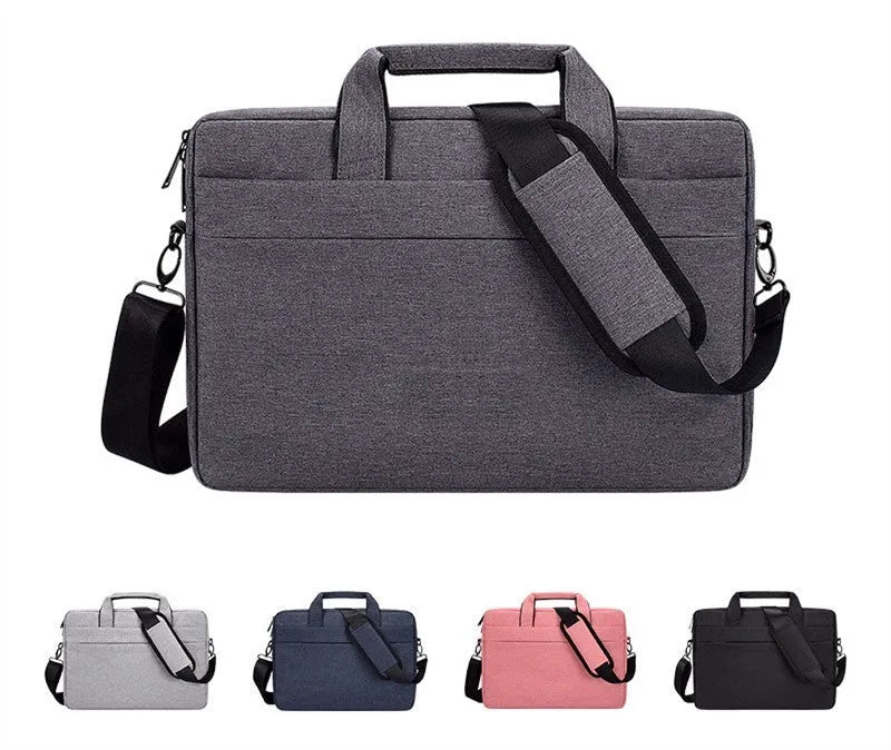 Oxford cloth laptop shoulder bag in matte finish with zipper closure, available in multiple colours and sizes