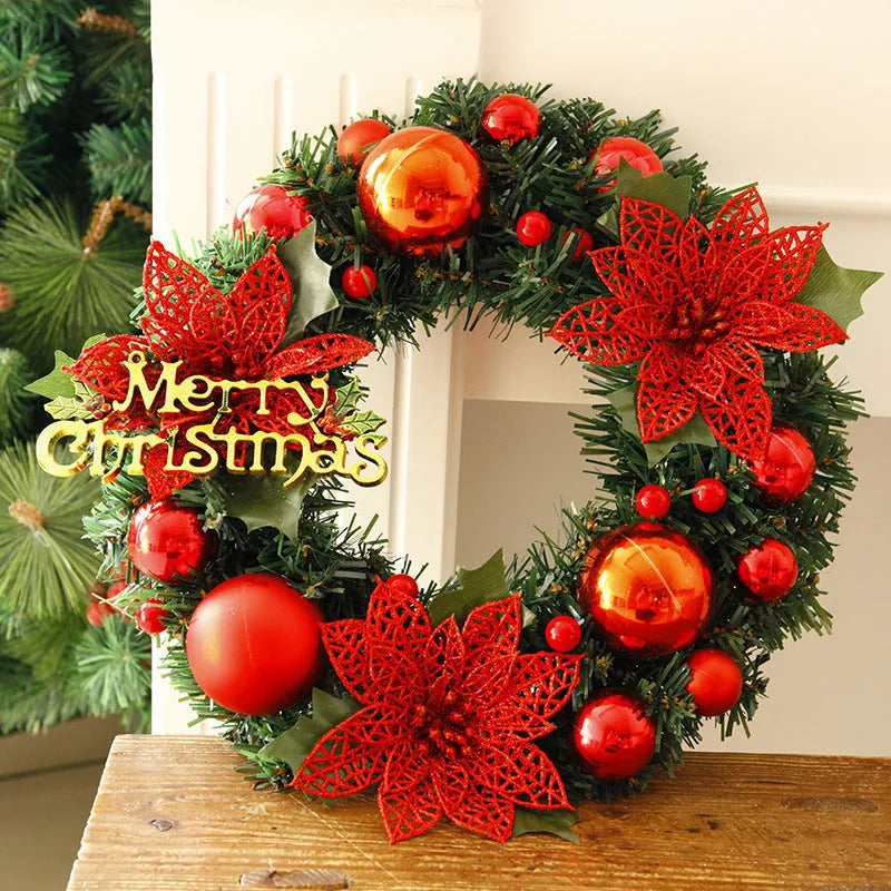30cm multicolour plastic Christmas wreath decoration for door or wall