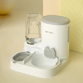 Compact cat feeding and water station with stainless steel bowl and automatic dispenser in selected colour