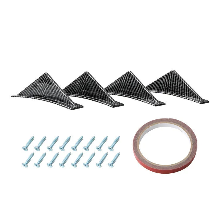 Universal triangle car rear spoiler in bright black and carbon fibre finishes