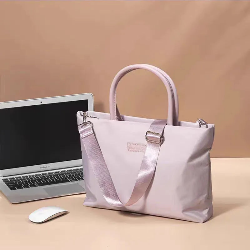 Solid colour lightweight women's laptop bag in Oxford cloth, black colour, urban simplicity style
