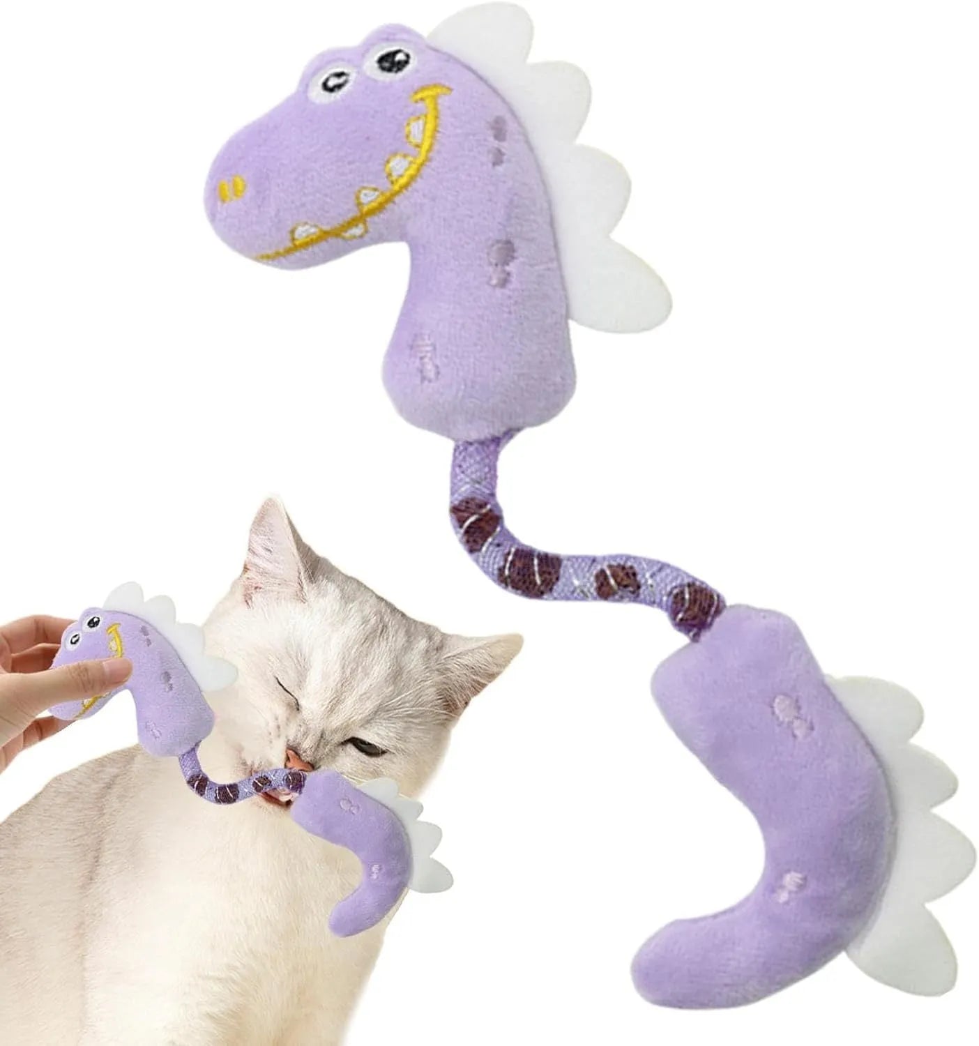 Set of cat toys including catnip rope, springs, kicker toys, and colourful plush chew toys