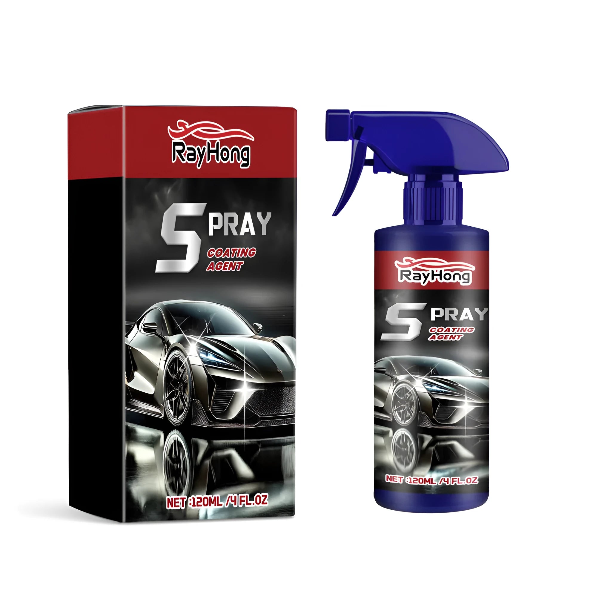 Box containing a 10.7cm by 7cm spray bottle of car polishing coating.
