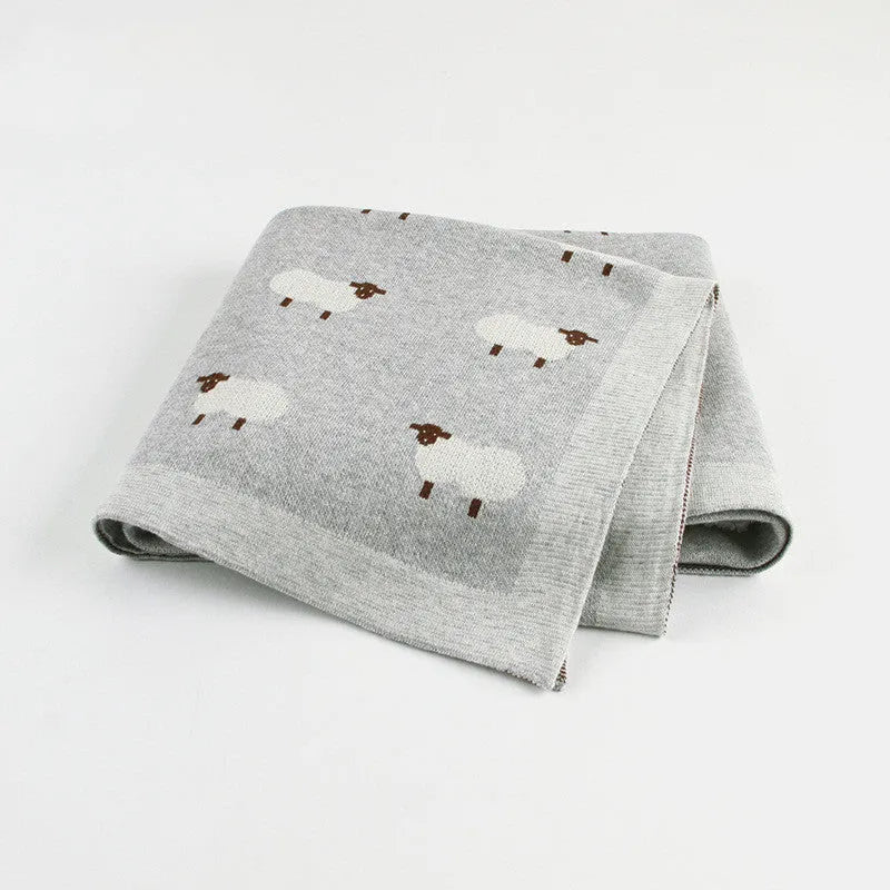 Grey and pink 100x80 cm baby sheepskin blanket and windproof cover made from 100% cotton
