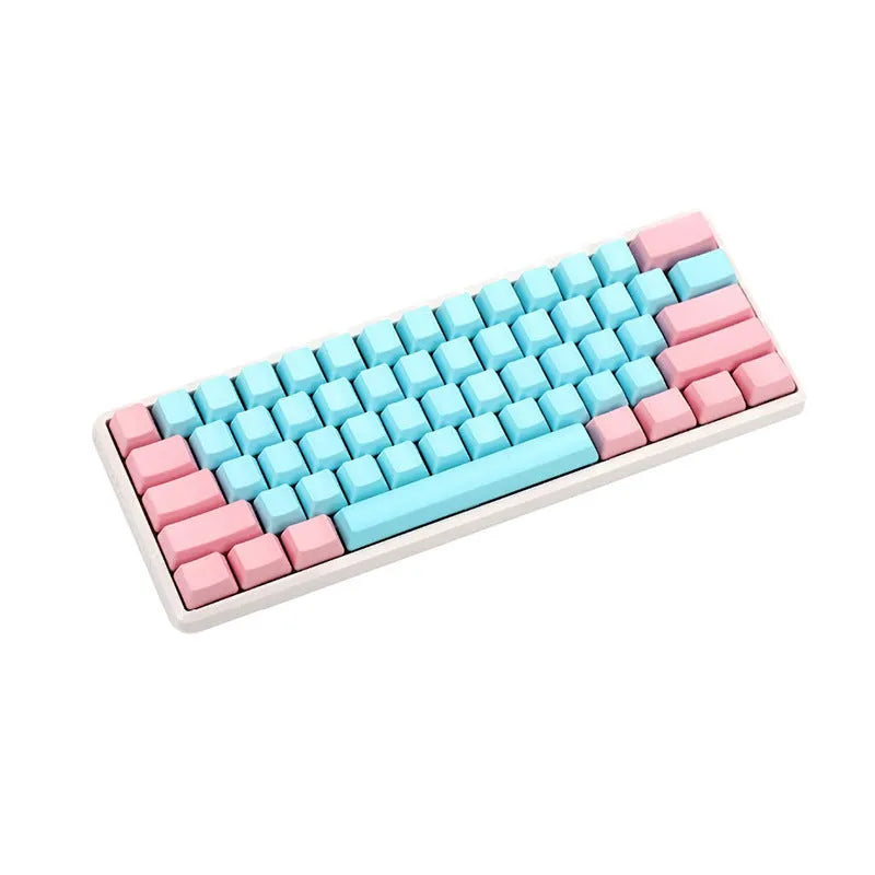 PBT mechanical keyboard keycaps set with side-printed legends in pink opaque colour