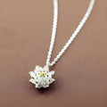 S925 sterling silver lotus necklace with O-ring chain and silver flower pendant for women, PL205 series