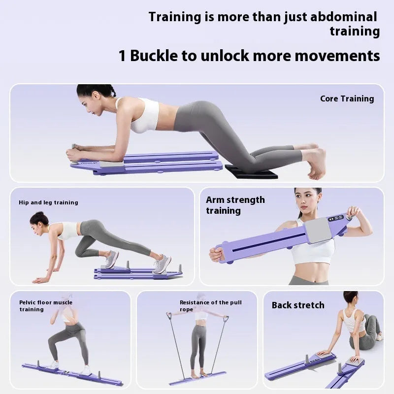 Purple and pink split multifunctional skiing machine trainer, an 85cm long PP supine board for indoor fitness.
