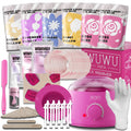 WUWUVISTA 56-piece professional waxing kit with black wax warmer, coloured wax beads, applicators, and aftercare products.
