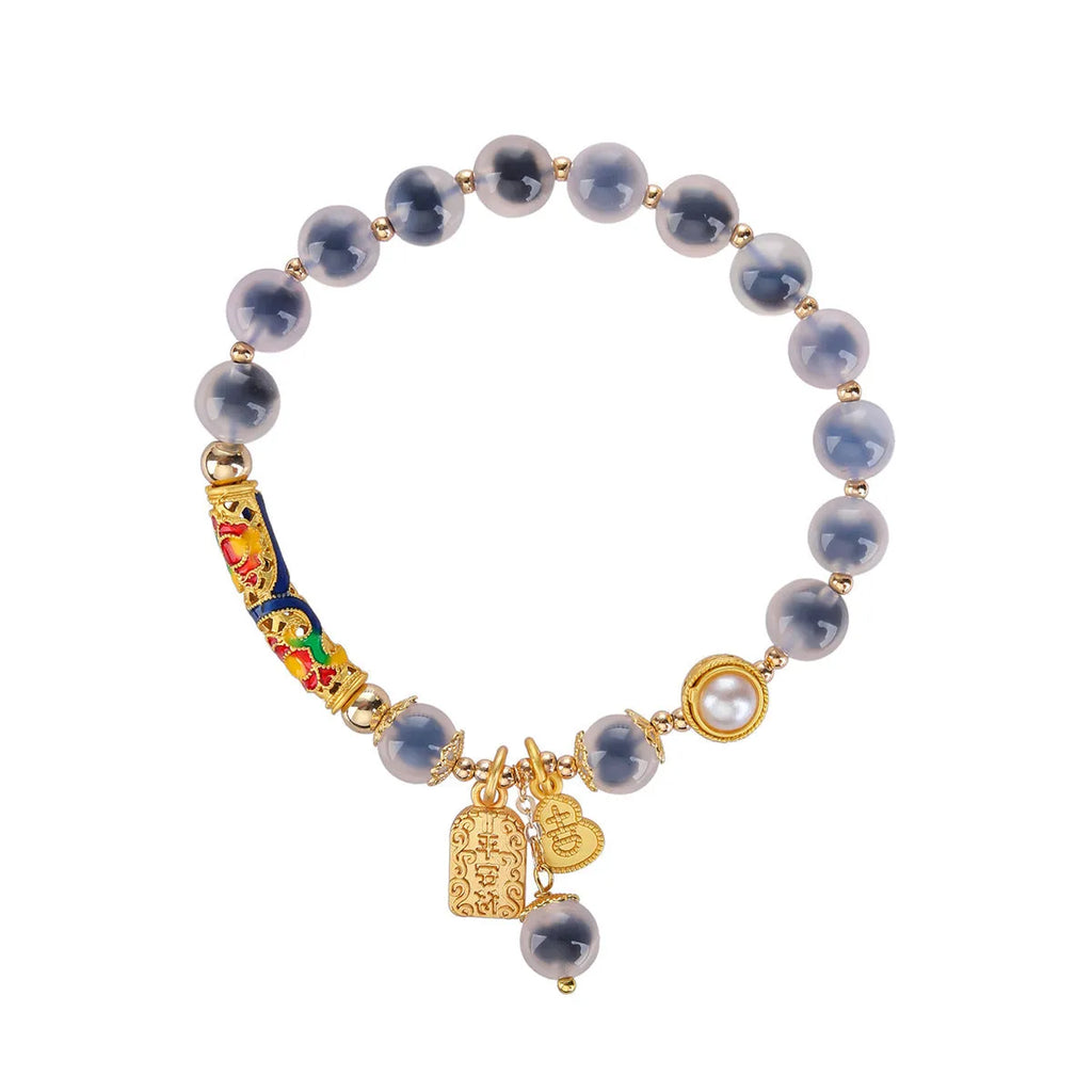 Handcrafted sugar heart agate bracelet with manual DIY processing in retro minority style.