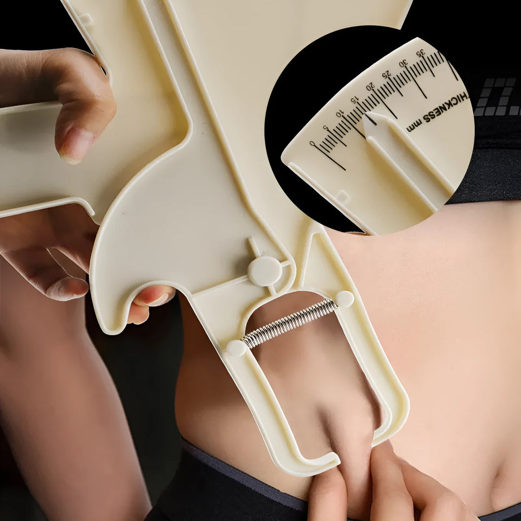 Plastic sebum clamp fat clip caliper in black with 0-80mm scale and fat ruler