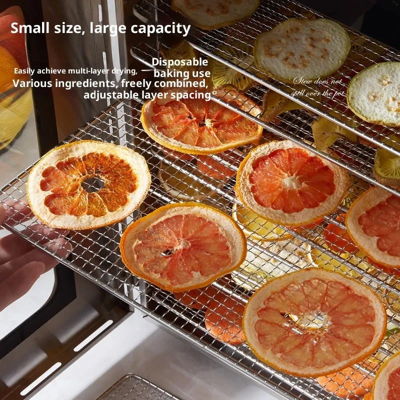 12-layer stainless steel food dehydrator with D-type touch screen panel and 19.5x28cm drying nets