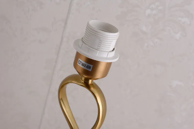 Bedside table lamp with electroplated imitation copper finish, button switch, 220V, shown in white or red with EU US UK AU plug options