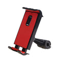 Car headrest tablet holder with extendable arm mounted on vehicle seat
