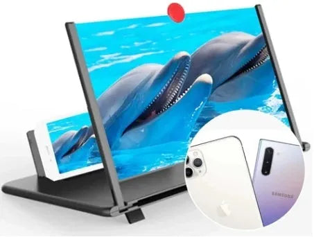 12-inch wooden and acrylic folding screen amplifier bracket for mobile phones and tablets.