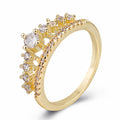 Micro-set crown ring copper electroplated unisex with gold finish and gem inlay