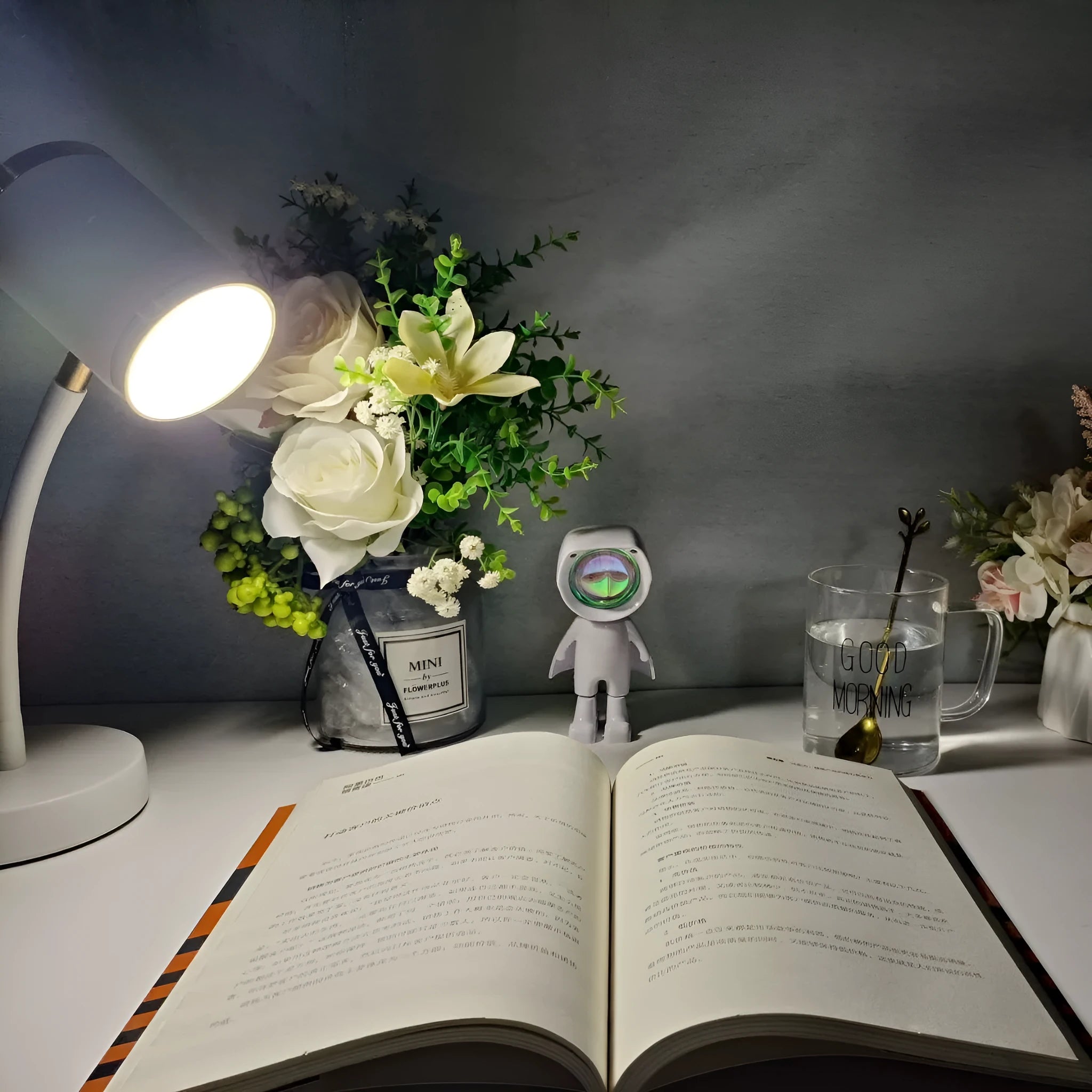 Black double-headed photography studio lamp with two adjustable light heads on 32cm metal frame