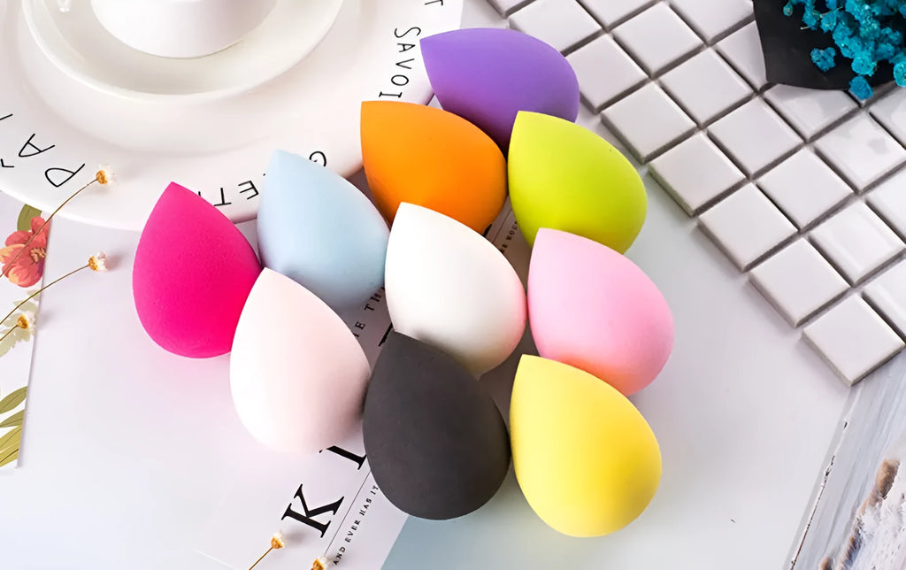 Water drop makeup sponge beauty egg with fine tip and dome base, latex free foam, for concealer and foundation